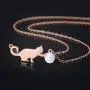 PRAYMOS Cat Necklace 925 Sterling Silver Synthetic Opal Necklace Cat Gifts for Cat Lovers