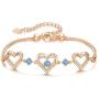 CDE Forever Love Heart Birthstone Bracelet for Women 925 Sterling Silver Charm Bracelet Adjustable with 5A Cubic Mothers Day Jewelry Gift Birthday Gift for Mom Women Wife Girls Her