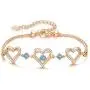 CDE Forever Love Heart Birthstone Bracelet for Women 925 Sterling Silver Charm Bracelet Adjustable with 5A Cubic Mothers Day Jewelry Gift Birthday Gift for Mom Women Wife Girls Her