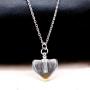 Dainty Christian Religious Mustard Seed Faith Pendant Necklace, Stainless Steel, Heart Shape Openable Bottle Case Y756-6