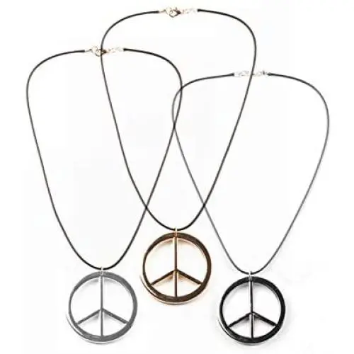 COLORFUL BLING 3 Pieces Hippie Style Anti-war Pendant Love Peace Sign Symbol Necklace Mens 1960s 1970s Party Jewelry COLORFUL BLING 3 Pieces Hippie Style Anti-war Pendant Love Peace Sign Symbol Necklace Mens 1960s 1970s Party Jewelry