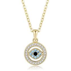 Obidos Evil Eye Pendant Necklace Turkish Rose Gold Turquoise Necklace Lucky Jewelry for Girls and Women Faith Protection Rhinestone Necklace
