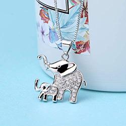 Elephant Gifts for Women Girls, Cubic Zirconia Platinum Plated Elephant Pendant Necklace for Women Girls Kids Jewelry Gifts 18”