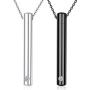 Sllaiss 2 pcs Cremation Jewelry Crystals from Austria Stainless Steel Black Silver Tone Bar Urn Pendant Memorial Ashes Keepsake Exquisite Necklace
