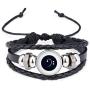 DIYthinker White Music Bass Clef Black Bracelet Braided Leather Rope Bead Wristband