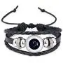 DIYthinker White Music Bass Clef Black Bracelet Braided Leather Rope Bead Wristband