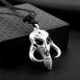 Mandalorian Yoda Pendant Necklace - Star Wars Series Charms Rope Necklace - Unisex Bounty Hunter Baby Alloy Plating Jewelry (White)