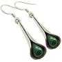 SilverStarJewel Natural Drop 6 x 9 mm Cab Malachite tcw 3.0 Earrings 1.7'' Sterling Silver