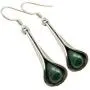 SilverStarJewel Natural Drop 6 x 9 mm Cab Malachite tcw 3.0 Earrings 1.7'' Sterling Silver SilverStarJewel Natural Drop 6 x 9 mm Cab Malachite tcw 3.0 Earrings 1.7'' Sterling Silver
