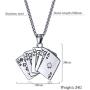NC Punk Stainless Steel Playing Card Poker Tag Pendant Necklace for Women Men Girl Boy Lukcy Rock Ace of Spade Heart Royal Flush Games Chain Necklace Hip Hop Unisex Jewelry Gift