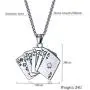 NC Punk Stainless Steel Playing Card Poker Tag Pendant Necklace for Women Men Girl Boy Lukcy Rock Ace of Spade Heart Royal Flush Games Chain Necklace Hip Hop Unisex Jewelry Gift