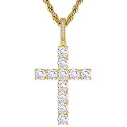 KRKC&CO Cross Pendant, Hip Hop Pendant with 3mm 22'' Rope Chain, Prong-Setting 5A CZ Stones, Iced Out Hip Hop Jewelry Street-wear Urban Style for Men & Women