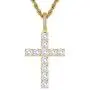 KRKC&CO Cross Pendant, Hip Hop Pendant with 3mm 22'' Rope Chain, Prong-Setting 5A CZ Stones, Iced Out Hip Hop Jewelry Street-wear Urban Style for Men & Women