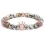 Joan Nunu CZ Crown King Charm Bracelet for Men Women Black Matte Onyx Stone Beads