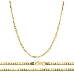 Orostar 10K Yellow Gold 2mm Diamond Cut Square Franco Chain Necklace, 7'' - 30''