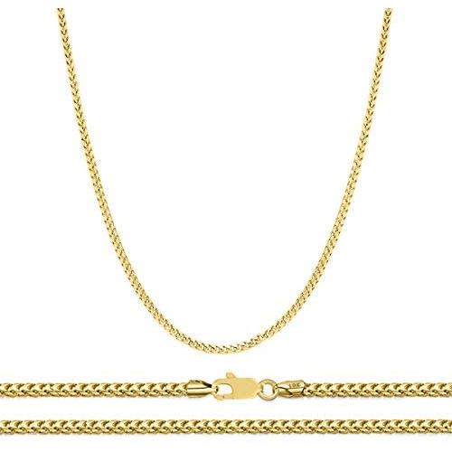 Orostar 10K Yellow Gold 2mm Diamond Cut Square Franco Chain Necklace, 7'' - 30''