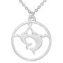 SENFAI Mum and Her Baby Narwhal Pendant Necklace Animal Jewelry (Silver)