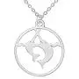 SENFAI Mum and Her Baby Narwhal Pendant Necklace Animal Jewelry (Silver)