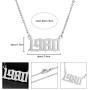 SKQIR Birth Years Number Necklace,Initial Old English Necklace Birthday Gift Charm Friendship Arabic Mumerals Stainless Steel Necklace Jewelry for Women Girl