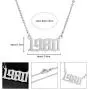 SKQIR Birth Years Number Necklace,Initial Old English Necklace Birthday Gift Charm Friendship Arabic Mumerals Stainless Steel Necklace Jewelry for Women Girl