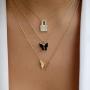 Acedre Butterfly Choker Necklace Lock Layered Necklaces Fashion Gold Necklaces Chains Neck Adjustable Jewelry Accessory for Women and Girls