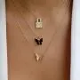 Acedre Butterfly Choker Necklace Lock Layered Necklaces Fashion Gold Necklaces Chains Neck Adjustable Jewelry Accessory for Women and Girls
