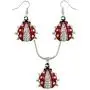 DianaL Boutique Silvertone Adorable Little Ladybug Charm Pendant Necklace and Earrings Set 21'' Chain Gift Boxed Lady Bug Fashion Jewelry