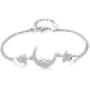 EVER FAITH 925 Sterling Silver CZ Bling Moon and Stars Bracelet Double Chain Clear