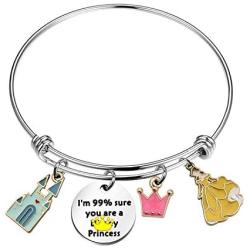 TIIMG Princess Gift Cartoon Princess Charm Bracelet I’m 99% Sure You are A Princess Fairytale Jewelry for Daughter Niece Granddaughter Girlfriend