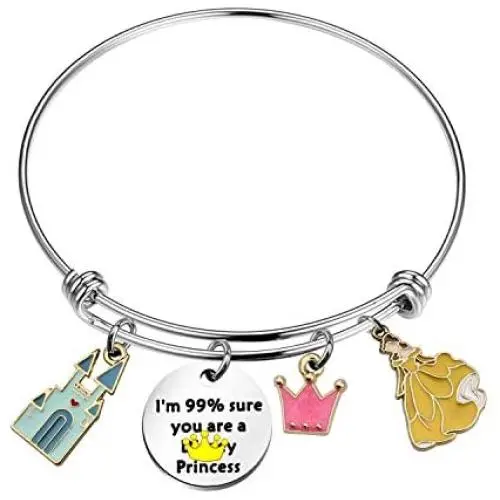 TIIMG Princess Gift Cartoon Princess Charm Bracelet I’m 99% Sure You are A Princess Fairytale Jewelry for Daughter Niece Granddaughter Girlfriend TIIMG Princess Gift Cartoon Princess Charm Bracelet I’m 99% Sure You are A Princess Fairytale Jewelry for Daughter Niece Granddaughter Girlfriend