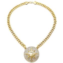 GWOOD 5 Percenter 7 Star Gold Color Pendant with 18 Inch Cuban Necklace