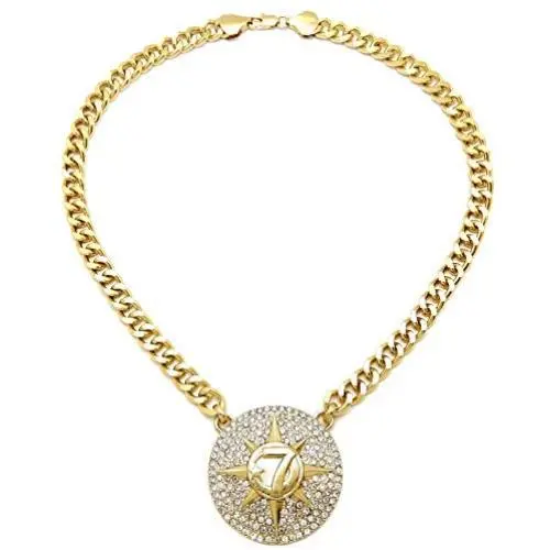 GWOOD 5 Percenter 7 Star Gold Color Pendant with 18 Inch Cuban Necklace GWOOD 5 Percenter 7 Star Gold Color Pendant with 18 Inch Cuban Necklace