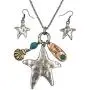 Mixed Metals Long Multi Color Unique Theme Charm Pendant Necklace & Earrings Set