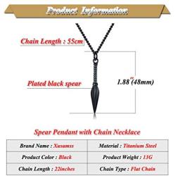 Xusamss Fashion Titanium Steel Spear Pendant Necklace,22'' Link Chain