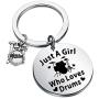 PENQI Drummer Keychain Drummer Gift Percussion Jewelry Just A Girl Who Loves Drums Key Ring Drum Band Jewelry Drum Player Gift for Drum Lover Musician