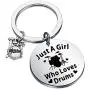 PENQI Drummer Keychain Drummer Gift Percussion Jewelry Just A Girl Who Loves Drums Key Ring Drum Band Jewelry Drum Player Gift for Drum Lover Musician