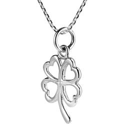 AeraVida Charmed Four Heart Leaf Clover Sterling Silver Necklace