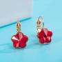Swarovski Crystal Flower Leverback Drop Earrings for Women 14K Rose Gold Plated Hypoallergenic Jewelry