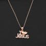 MAOFAED Religious Gift Baptism Gift I Love Jesus Chrtistian Jewelry Jesus Pendant Necklace Gift for Women