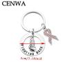 CENWA Breast Cancer Awareness Keychain Pink Rhinestone Ribbon Charm Jewelry Breast Cancer Support Gift Fighting Back Keychain