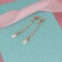 Scarlvambo Womens Simulated Pearl Cubic Zirconia Chandelier Pierced Dangle Bride Earrings
