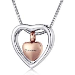 Personalized Engrave Beautiful Cremation Jewelry Urn Pendant Necklace for Ashes Stainless Steel Memorial Jewelry for Papa Nana Grandpa Grandma Dad Mom