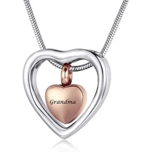 Personalized Engrave Beautiful Cremation Jewelry Urn Pendant Necklace for Ashes Stainless Steel Memorial Jewelry for Papa Nana Grandpa Grandma Dad Mom