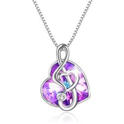 AOBOCO Sterling Silver Music Note Pendant Necklace- Dance with Me- Danity Jewelry Gift for Her Music Lovers Favour