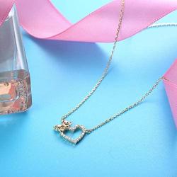 Sllaiss 14K Gold Plated S925 Necklace Koala Bear Heart Pendant Necklace with Austria Crystals Cute Animal Fine Jewelry Gift