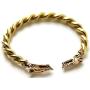 LynnAround Bronze Norse Viking Mjolnir Wolf Head Twisted Cable Bangle Cuff Bracelet Arm Ring Pagan Jewelry
