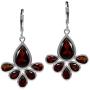 Silvershake Natural Red Garnet Stone 925 Sterling Silver Fan Shape Leverback Drop Earrings