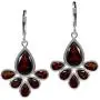 Silvershake Natural Red Garnet Stone 925 Sterling Silver Fan Shape Leverback Drop Earrings