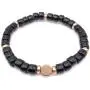 Mens Glass & Brass Stretch Bead Bracelet - Black Mens Glass & Brass Stretch Bead Bracelet - Black