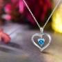✦Gifts for Mothers Day✦ Forever Love Heart Necklace Jewelry 18K White Gold/ Rose Gold Plated 925 Sterling Silver Birthstone Pendant Necklace with 5A Cubic Zirconia Birthday Gifts for Women and Girls
